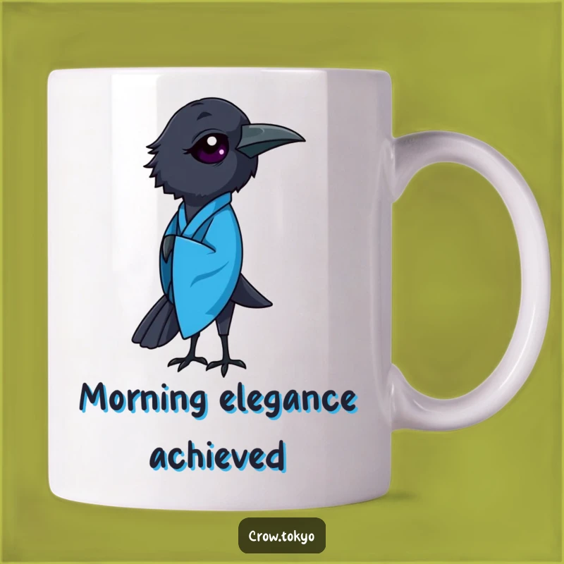 Funny Crow Kimono Mug - Elegant Bird Art for Your Morning