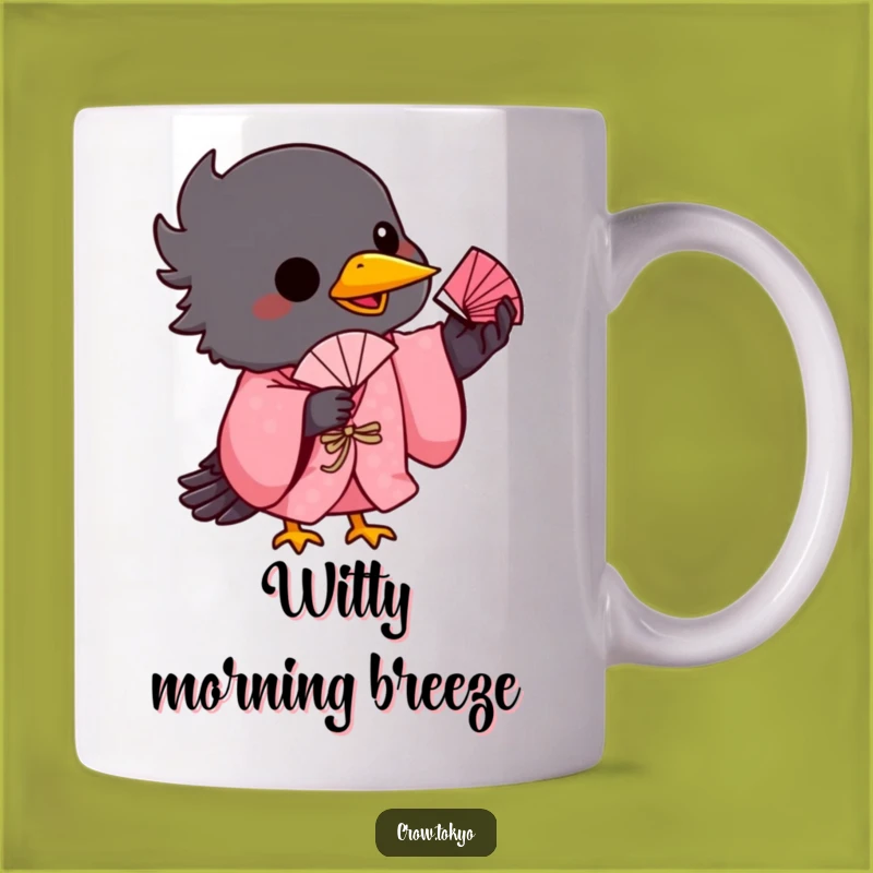 Funny Playful Crow Fan Mug - Whimsical Bird Art Gift