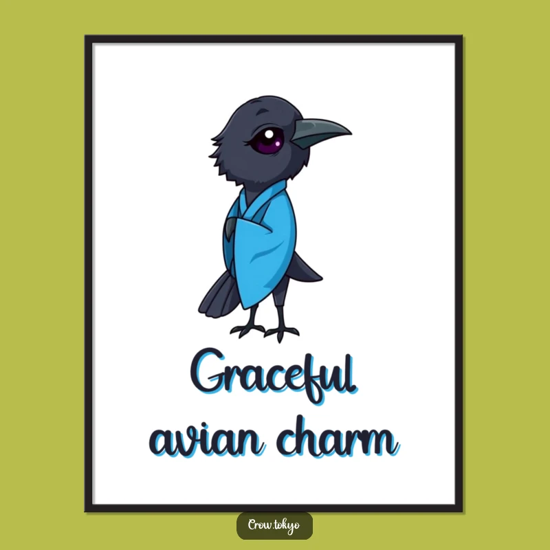 Funny Crow Kimono Digital Art - Elegant Printable Decor