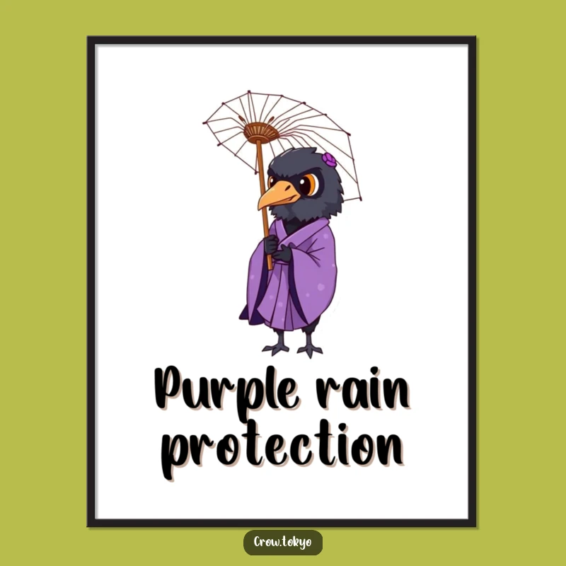 Funny Dignified Crow Umbrella Digital Art - Elegant Printable Decor