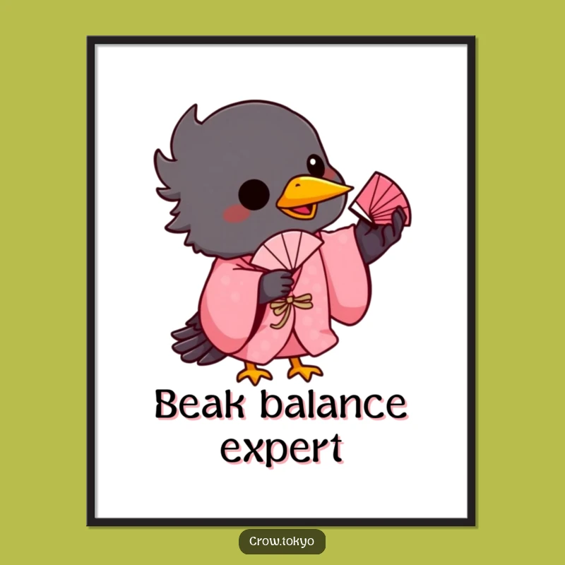 Funny Playful Crow Fan Poster - Whimsical Wall Art