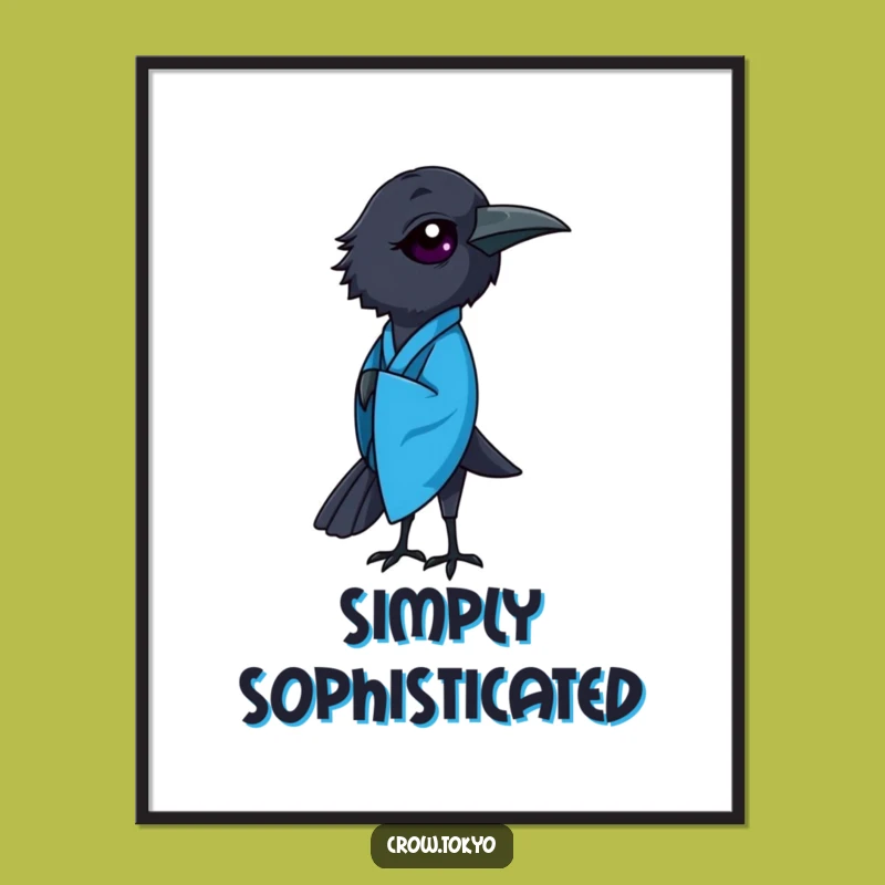 Funny Crow Kimono Poster - Elegant Bird Art for Your Walls