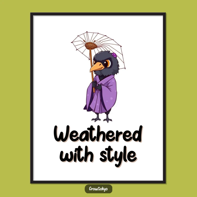 Funny Dignified Crow Umbrella Poster - Elegant Art for Your Space
