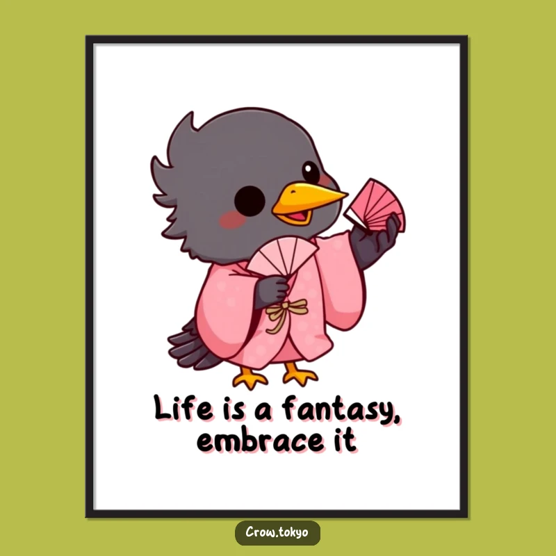 Funny Free Printable Wall Art: Crow Kimono Trick, Playful Downloadable Decor