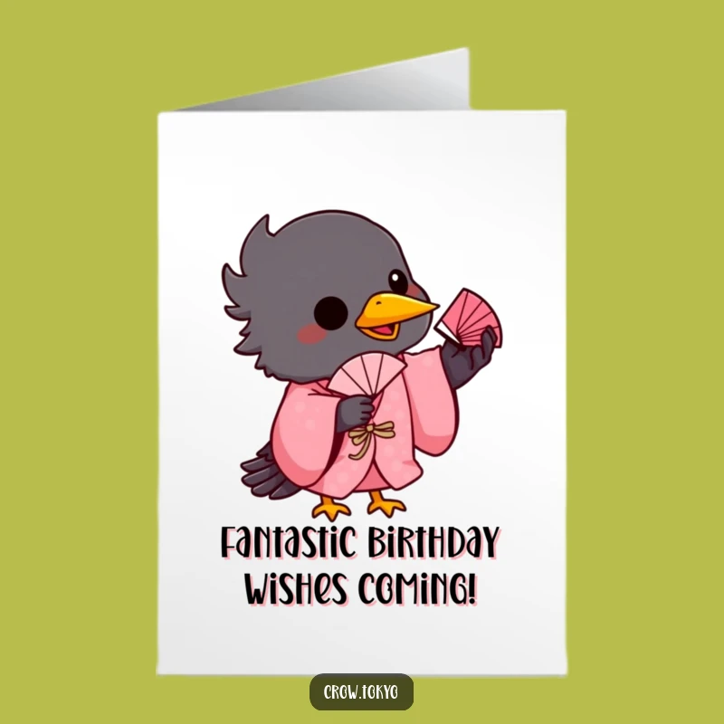 Free Printable Birthday Card: Playful Crow Fan, Fun Downloadable Gift Greeting