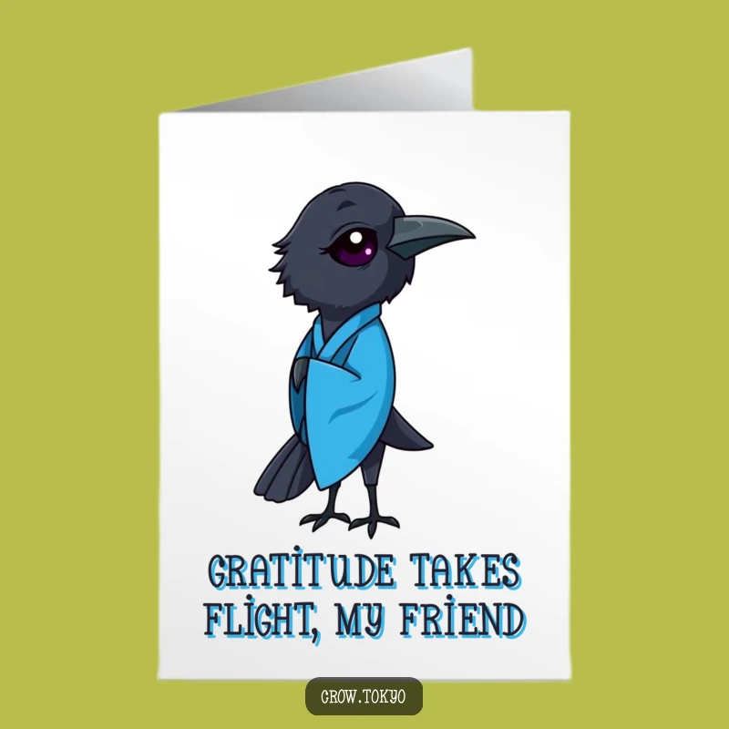 Free Printable Thank You Card: Crow Kimono Gratitude, Graceful Downloadable Gift Message